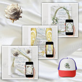 Luxurious, White, Flowing Silk & White Roses. ポスター