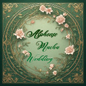 Alphonse Mucha Florals Opulence Sage Green Wedding 薄葉紙