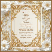 Luxury Gold Ornate Baroque Gilded Monogram Wedding ラベル