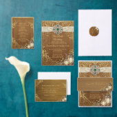 豪華なゴールドと rustic ウッドの結婚式招待状 エレガント 招待状 (この独立クリエイターのコレクションをカスタマイズ。)