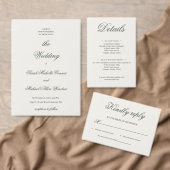 Luxury Minimal Dark Green Wedding Invitation 招待状 (この独立クリエイターのコレクションをカスタマイズ。)