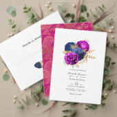 マゼンタ海軍と金ゴールドフローラ結婚ズ 出欠カード (この独立クリエイターのコレクションをカスタマイズ。テスト)