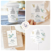 Magical Castle Cute Dragons Kids Birthday スクエアシール