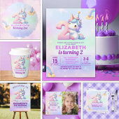 Unicorn Rainbow 2nd Birthday Party for Girls スタンダードランチョンナプキン