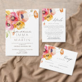 モダンマルーンレッドポピー結婚ズフローラ 招待状 (この独立クリエイターのコレクションをカスタマイズ。)