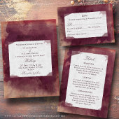 ワインレッドのバーガンディ 秋の水彩 ウェディング セーブザデート