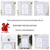 Mediterranean Blue Wildflower QR Code Wedding 招待状