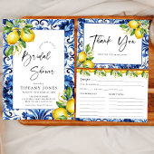 ブルー地中海のタイルレモンズブライダルシャワー昼寝 スタンダードカクテルナプキン