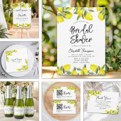 Mediterranean Yellow Lemon Bridal shower スパークリングワインラベル