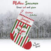Mellow Snowmen - Xmas red on green customizable. スモールクリスマスストッキング
