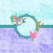 キュートマーメイドティール(緑がかった色)&パープルモノグラムハッピーバースデー 缶バッジ