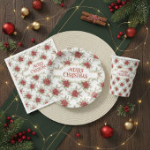 Merry Christmas Poinsettia Floral Holiday Pattern 紙コップ