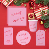 Modern Merry Elegant Script Christmas HolidayParty スタンダードカクテルナプキン