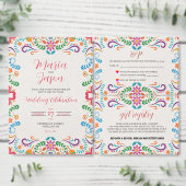 メキシエレガントコカラフルフローラ結婚フィエスタ サンキューカード (この独立クリエイターのコレクションをカスタマイズ。)