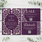 Purple Ivory Mexican Wedding Photo Invitation 招待状 (この独立クリエイターのコレクションをカスタマイズ。)