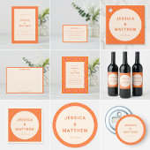 Mid Century Modern Orange Geometric Custom Wedding ペーパープレート