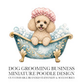 Poodle Dusky Pink Dog Grooming Apron | デラックス エプロン