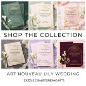 Minimal Art Nouveau Gold Arch Lily Rust Wedding 招待状