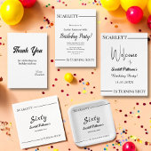 モダンシンプル白黒エレガント誕生日 サンキューカード