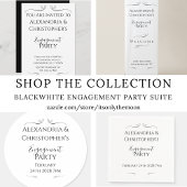 Black and White Script Minimal Engagement Party ラウンドシール