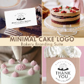Minimal Cute Cake Logo Bakery Pastry Chef 名刺