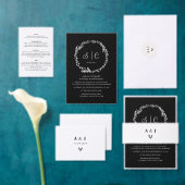 ミニマルフローラエレガント植物単図リース プレイスカード (この独立クリエイターのコレクションをカスタマイズ。)