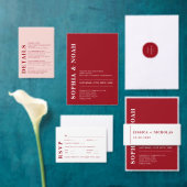 エレガモダンントウェディング詳細レッド&ピンク エンクロージャーカード (この独立クリエイターのコレクションをカスタマイズ。)