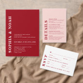 エレガモダンントウェディング詳細レッド&ピンク エンクロージャーカード (この独立クリエイターのコレクションをカスタマイズ。)