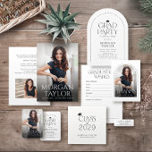 ミニ優雅なエレガンス写真卒業招待状 エンクロージャーカード