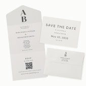 Minimal Modern Save the Date with Monogram セーブザデート
