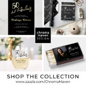 Black Fifty and Fabulous Script Birthday Party スタンダードカクテルナプキン