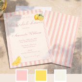Minimal Peachy Stripes Lemons bridal Shower 招待状