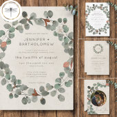 ラストミニマルグリーンユーカリリース写真結婚の サンキューカード