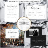 ミニマルタイポグラフィ白黒フォトズ結婚ス 出欠カード