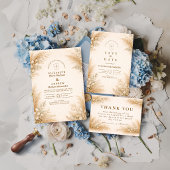 Minimalist Beige Pampas Grass Wedding セーブザデート