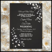 Minimalist Black White Monochrome Modern Wedding 招待状