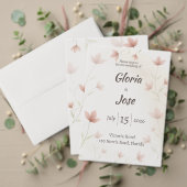 Minimalist Blush Pink Wildflower Wedding Envelope  ラウンドシール (この独立クリエイターのコレクションをカスタマイズ。テスト)