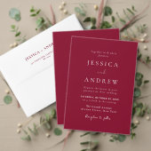 ミニマリストのブルゴーニュ・レッド&ホワイトシンプル・結婚 招待状 (この独立クリエイターのコレクションをカスタマイズ。テスト)