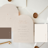 Minimalist Boho Cocoa Brown Ivory Script Wedding 招待状