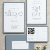 Dusty Blue Gray Monogram Guest Names Modern テーブルナンバー