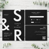 モダン白黒ミニマ結婚リスト セーブザデート (この独立クリエイターのコレクションをカスタマイズ。)