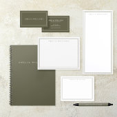 Elegant Minimalist Olive Green Two Border ノートカード