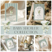 Retro Bow Tini One Martini Book For Baby Shower エンクロージャーカード