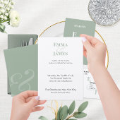 Sage Minimalist Ampersand Wedding | リバース スクエアペーパーコースター
