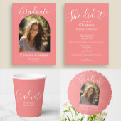 ミニマリストピンクスクリプトタイプ卒業パーティー スタンダードカクテルナプキン