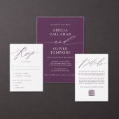 Minimalist Purple Script Table Number Card テーブルナンバー (この独立クリエイターのコレクションをカスタマイズ。)