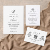 Minimalist Simple Hand Drawn Rings Wedding アクリル招待状 (この独立クリエイターのコレクションをカスタマイズ。)