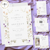 Minimalist Wildflower Botanical Wedding Photo セーブザデート