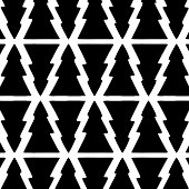 黒ミニマルと白のクリスマスツリーパターン スモールクリスマスストッキング