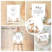 Minimalistic Woodland Animals Baby Shower 招待状